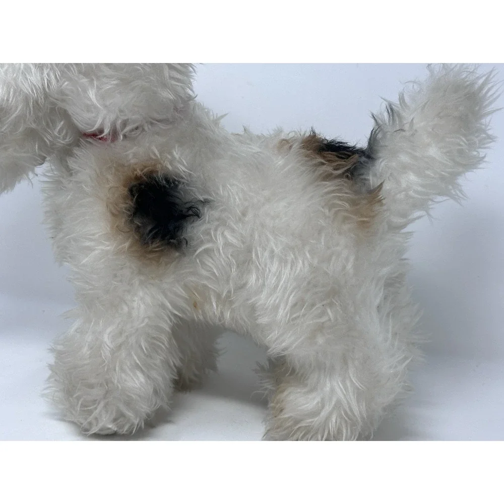 Vintage Character Novelty Co Fox Terrier Plush Dog Red Ribbon Collar 12 inches